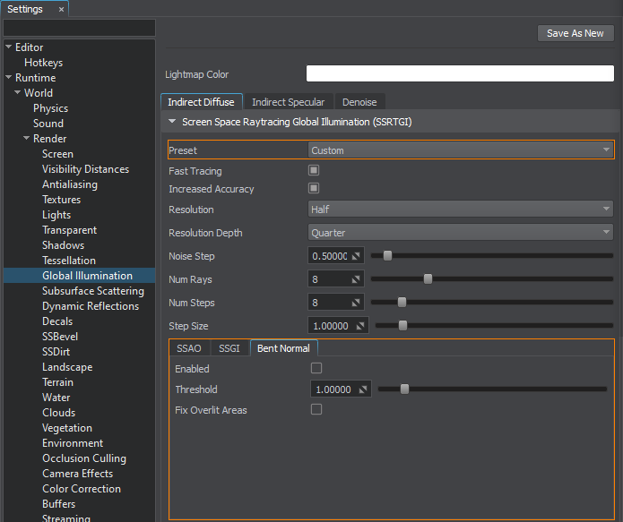 Bent Normal Settings