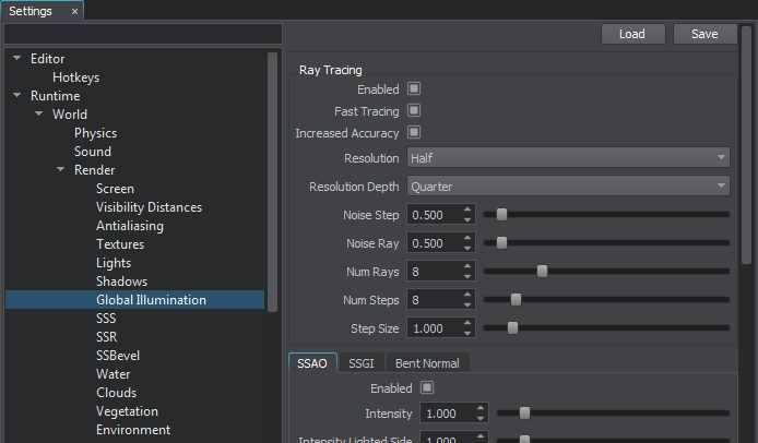 Screen Space Ray-Traced Global Illumination Settings