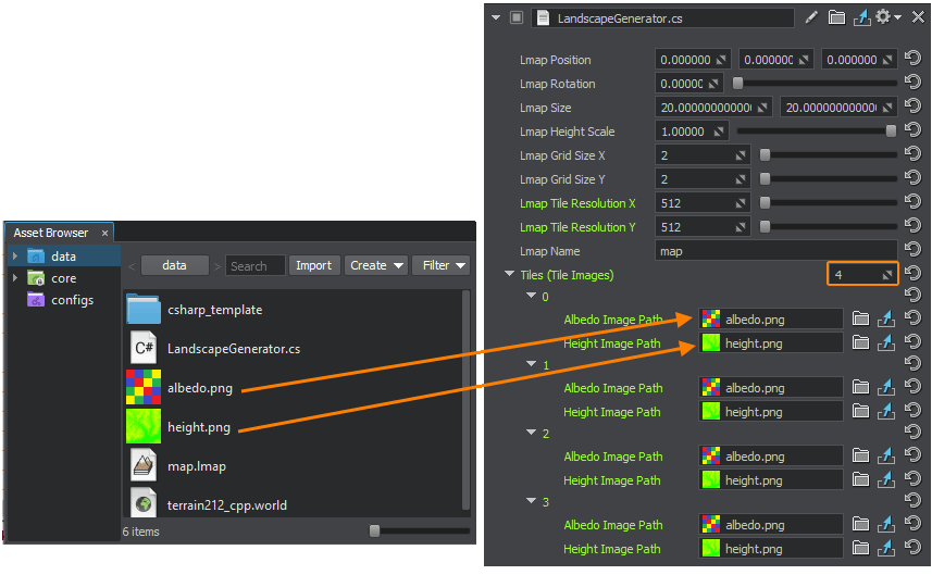 LandscapeGenerator component settings