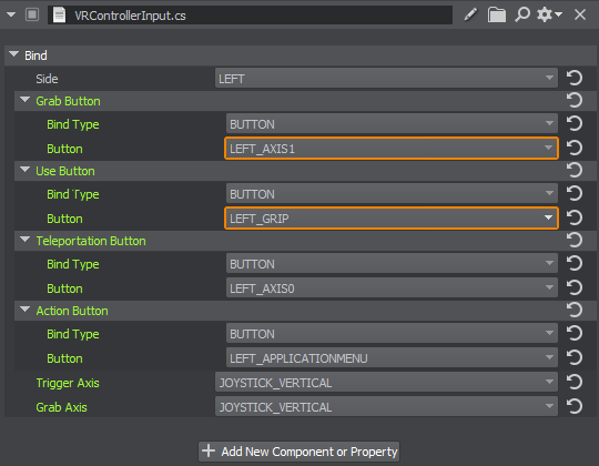 VRControllerInput Component