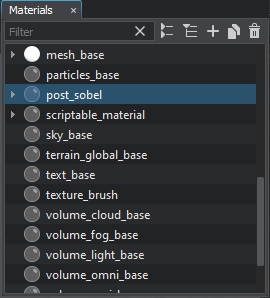A list of postprocess materials in the Material Settings