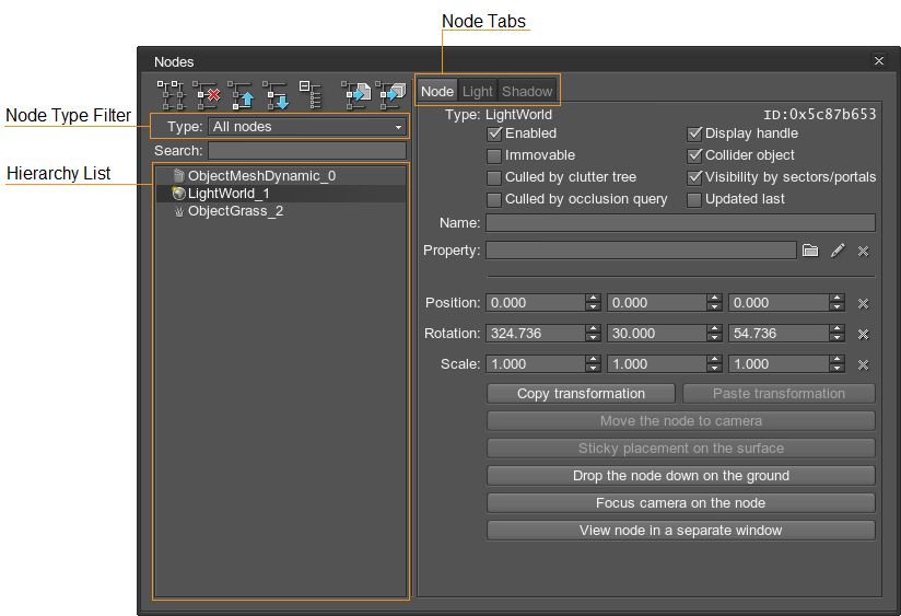Nodes editor settings