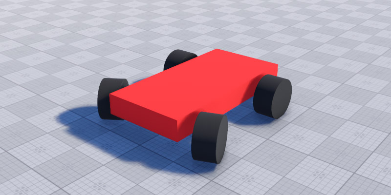 Simple car with wheel joints