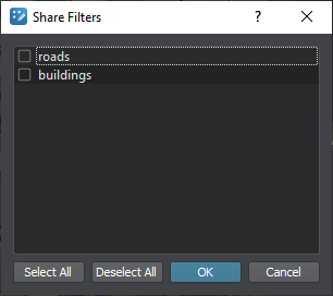 Share Filters window