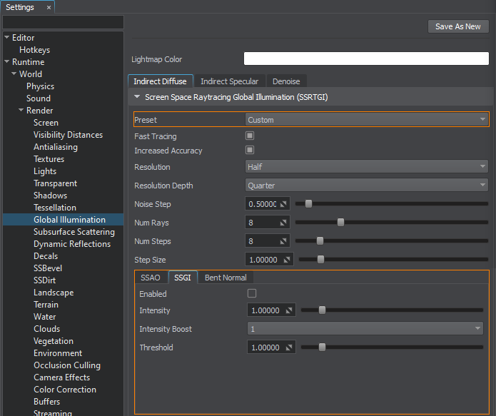 SSGI custom settings