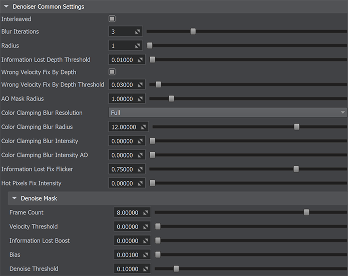 Denoiser Common Settings