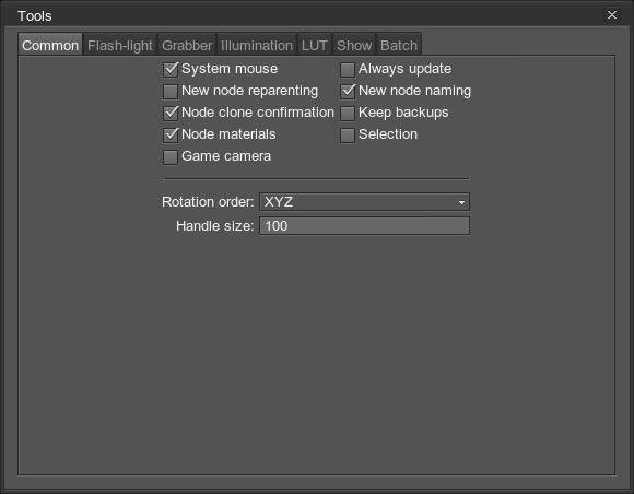 Tools editor settings