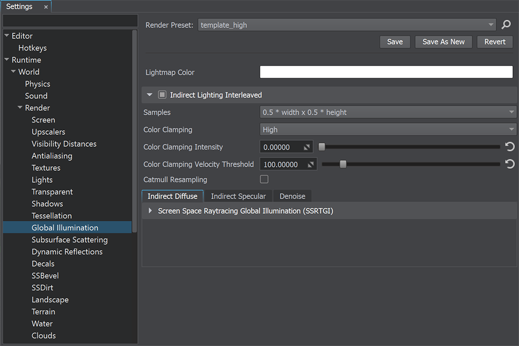 Indirect Lighting Interleaved Parameters