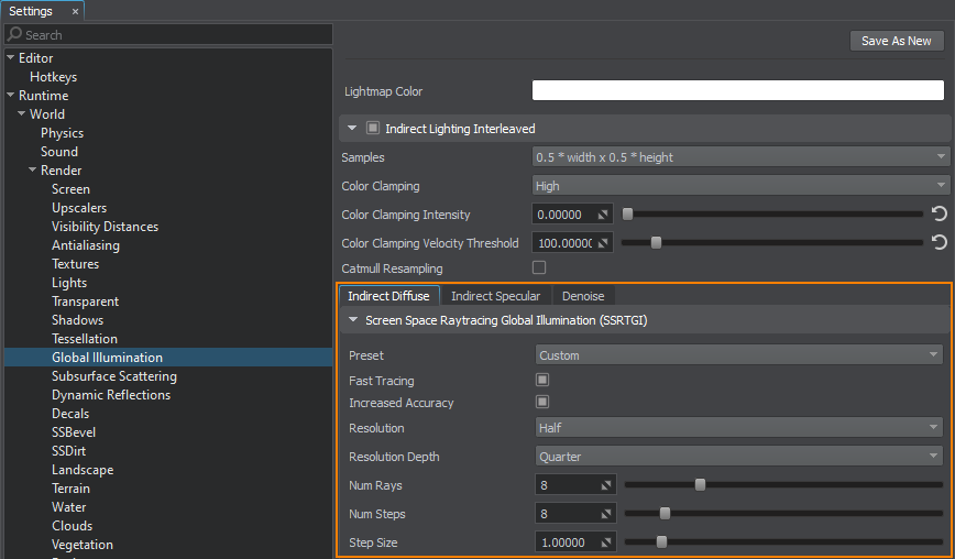 Screen Space Ray-Traced Global Illumination Settings