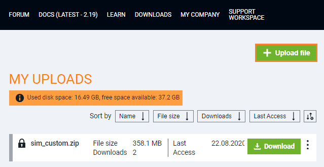Managing Uploads - Documentation - Unigine Support System