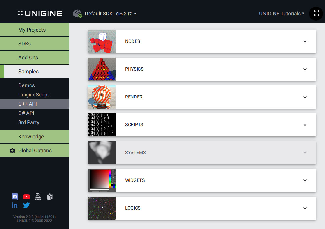 C++ API Samples section