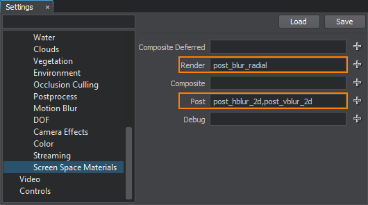 Copy postprocess materials into Render or Post field in Render settings